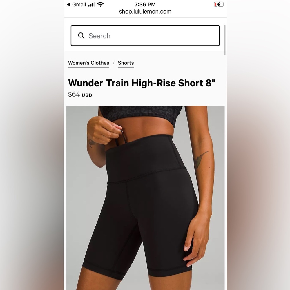 Lululemon wunder train shorts. Like new!